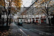 用后记：age动漫网页版 烦不烦，age动漫怎么用不了了