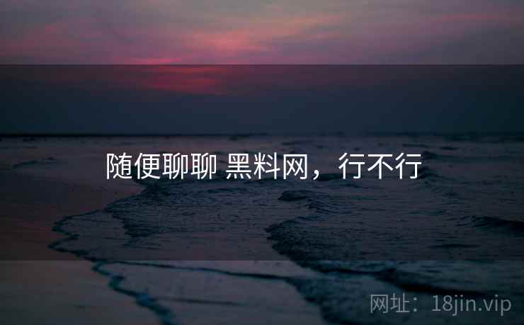 随便聊聊 黑料网，行不行